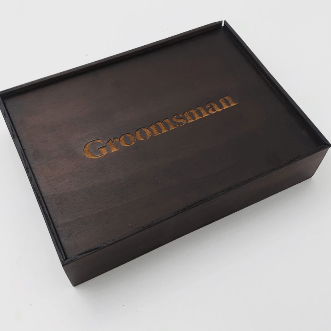 Stained Wooden Groomsman Box.