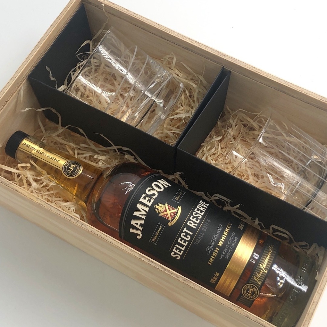Whiskey Wood Box with Dividers